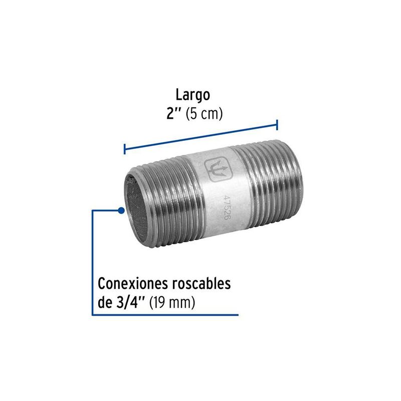Niple de Acero Galvanizado 3/4 Plg x 2 Plg