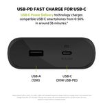 Batería Externa USB-C Negra 20000 mAh