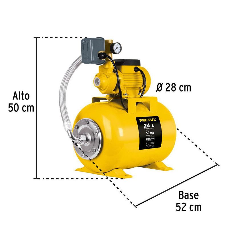 Bomba Hidroneumática de 1/2 Hp 24 L