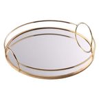Bandeja con Espejo Redondo Dorado 25x25x5 Cm