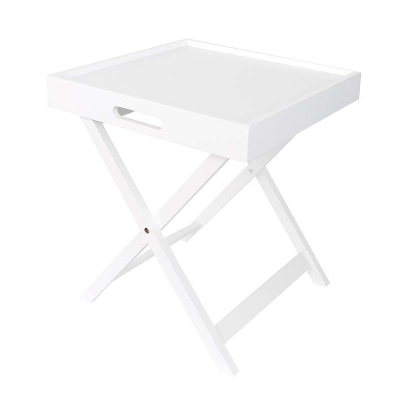 Bandeja Plegable Blanca de Madera 40x40x47 Cm