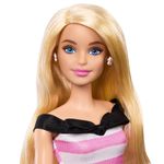 Muñeca Barbie 65 Aniversario con Vestido de Rayas Rosas
