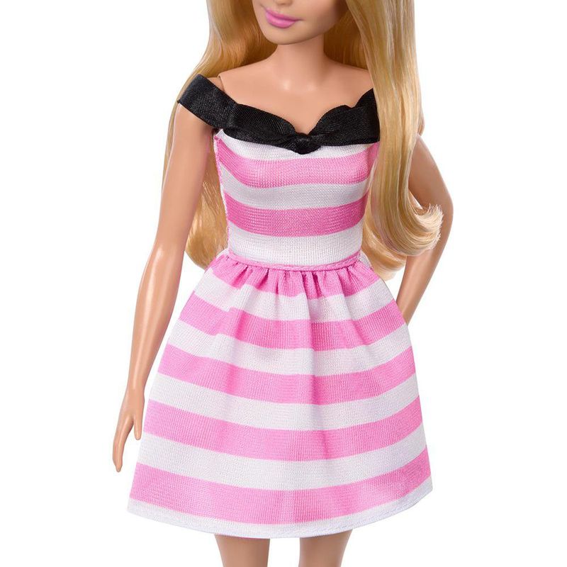 Muñeca Barbie 65 Aniversario con Vestido de Rayas Rosas