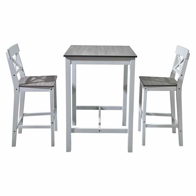Set de Mesa y Sillas Bar Cher Blanco y Café 3 Pzas