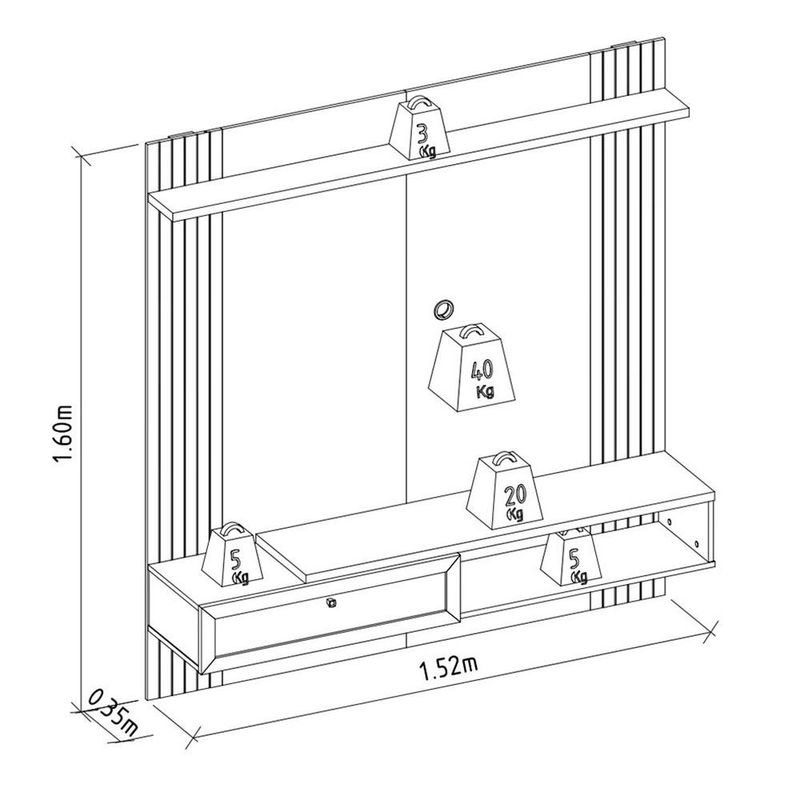 Panel para TV con Estante y Cajón