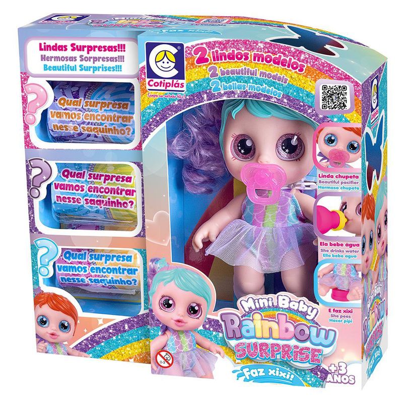 Muñeca Mini Bebé Arcoíris Sorpresa