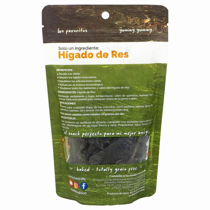 Snack Deshidratada para Perro Todas las Etapas y Razas Sabor Hígado de Res 100 Grs