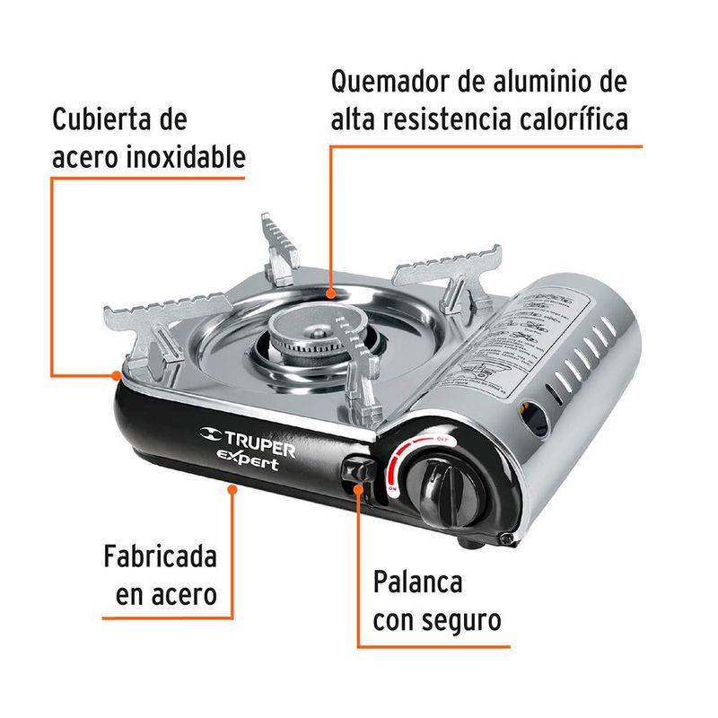 Estufa De Gas Portátil Negra - Truper Expert