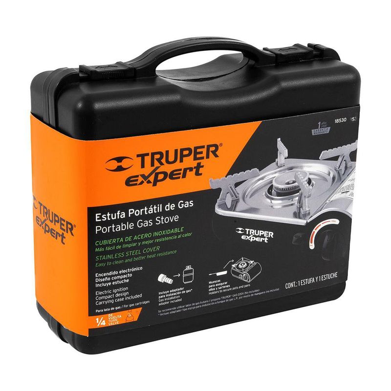 Estufa De Gas Portátil Negra - Truper Expert