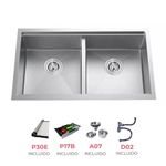 Lavatrastos de Acero Inoxidable de 2 Fosas 80 Cm - Prymium