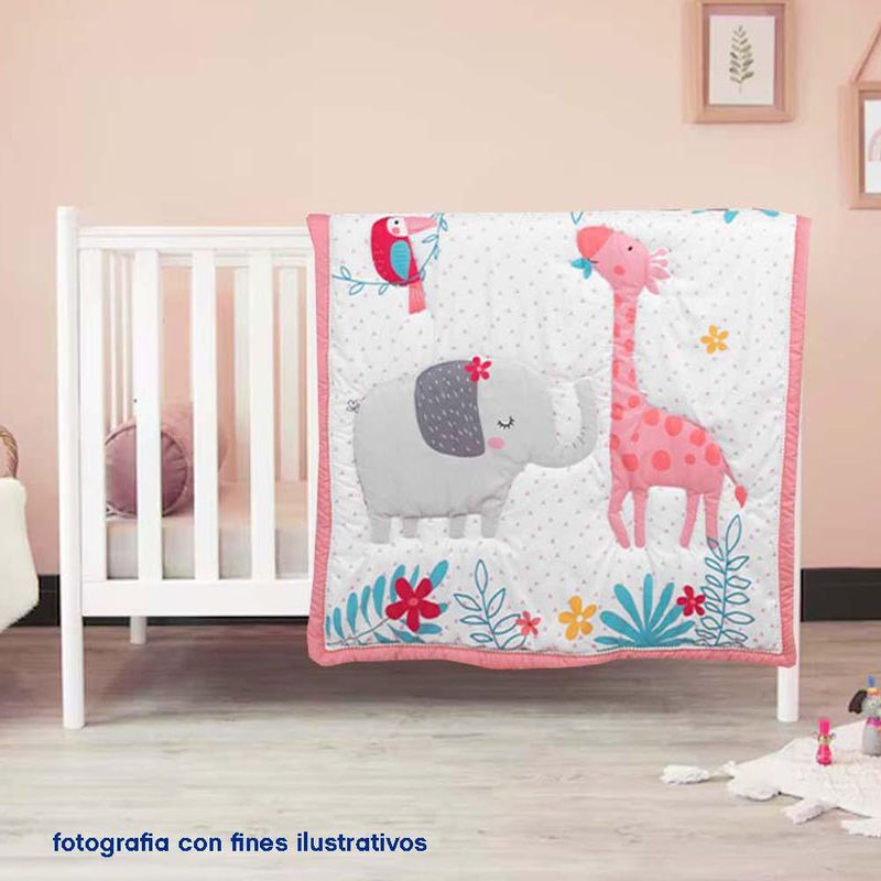 Set De Edredón Para Cuna Elefante Y Jirafa  2 Pzas