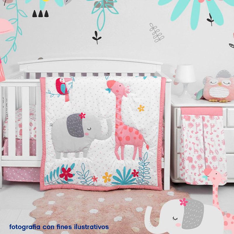 Set De Edredón Para Cuna Elefante Y Jirafa  2 Pzas