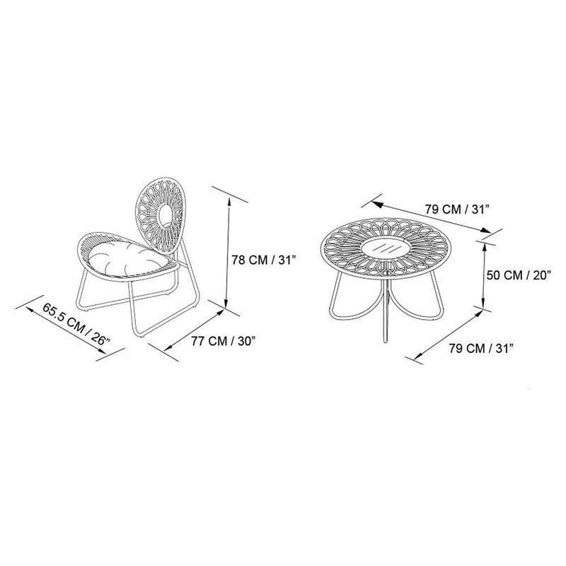 Set de Mesa Delta Ratán Verde 4 Personas