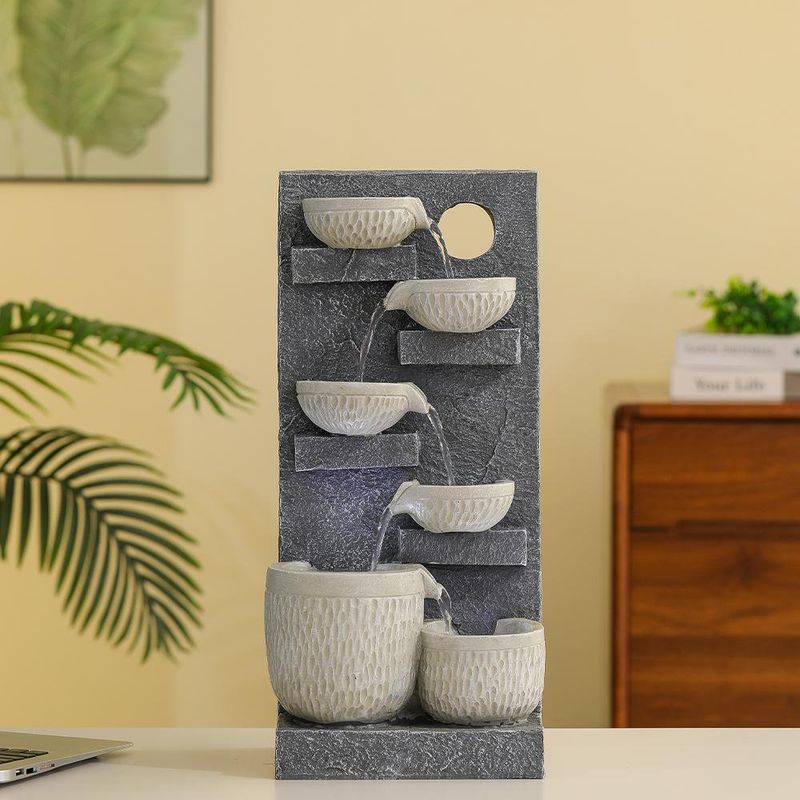 Fuente de Jarras con Luz LED Beige 23X20X50 Cm
