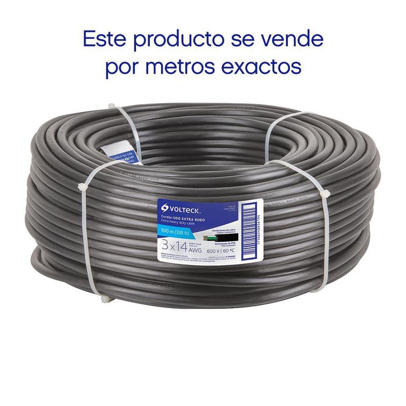 Cable TSJ Uso Extra Rudo Venta por Metro 3 X 14 AWG