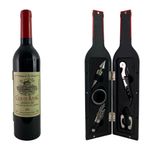 Set de 5 Accesorios para Vino en Caja con Forma de Botella 7.2x7.2x32 Cm