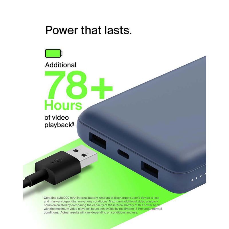 Batería Externa USB-C Azul 20000 mAh