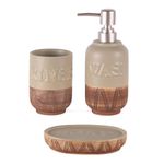 Set de Accesorios para Baño Beige con Café 3 Pzas