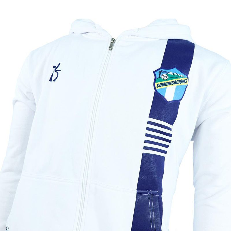 Chumpa Blanca con Franja Azul y Escudo Tradicional Comunicaciones - Varias Tallas