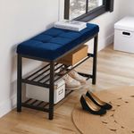 Banca Azul con Zapatera de 2 Niveles
