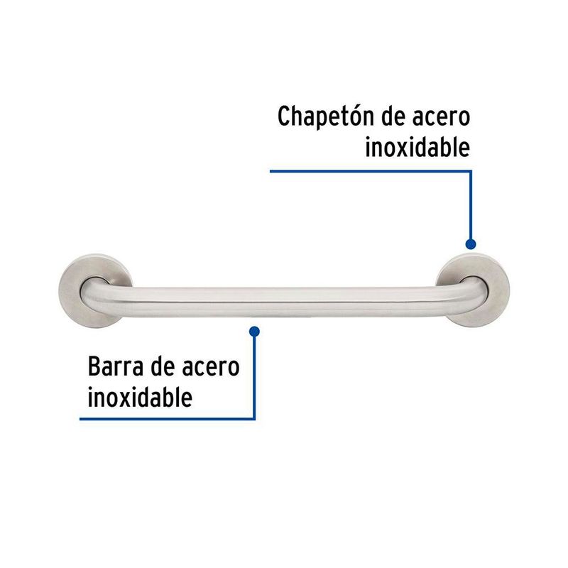 Barra Recta de Seguridad Acero Inoxidable 40 Cm