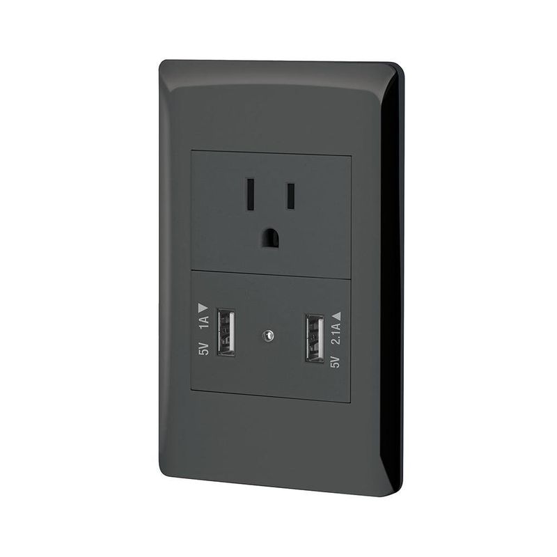 Tomacorriente + 2 Puertos Usb 1.5 Módulos Lisboa Negro - Volteck