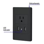 Tomacorriente + 2 Puertos Usb 1.5 Módulos Lisboa Negro - Volteck
