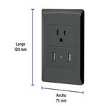 Tomacorriente + 2 Puertos Usb 1.5 Módulos Lisboa Negro - Volteck