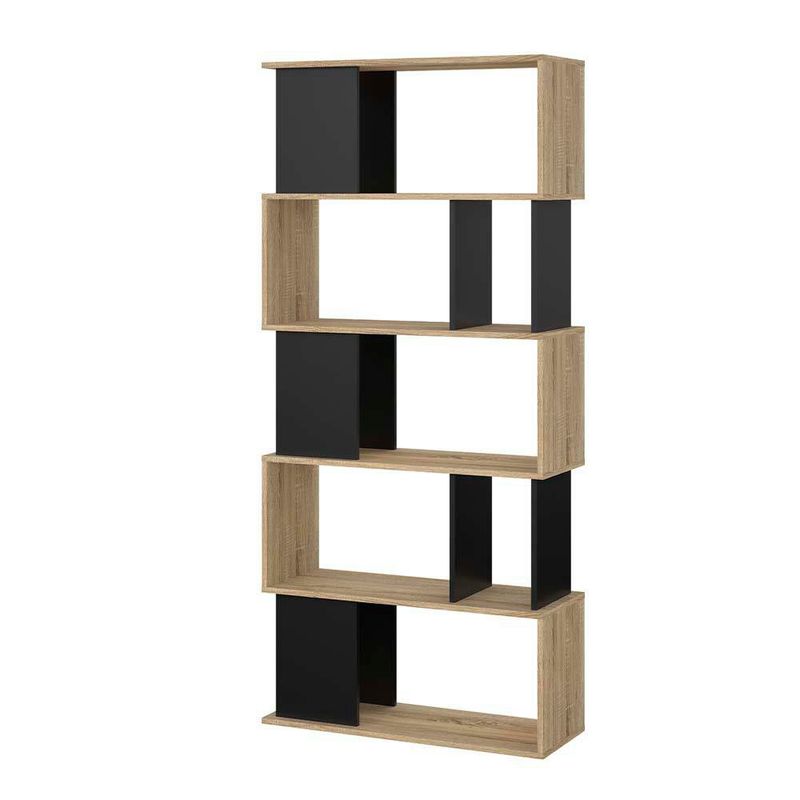 Librera Cubos Negro y Café Claro de 5 Niveles 80x30x174 Cm - Tvilum