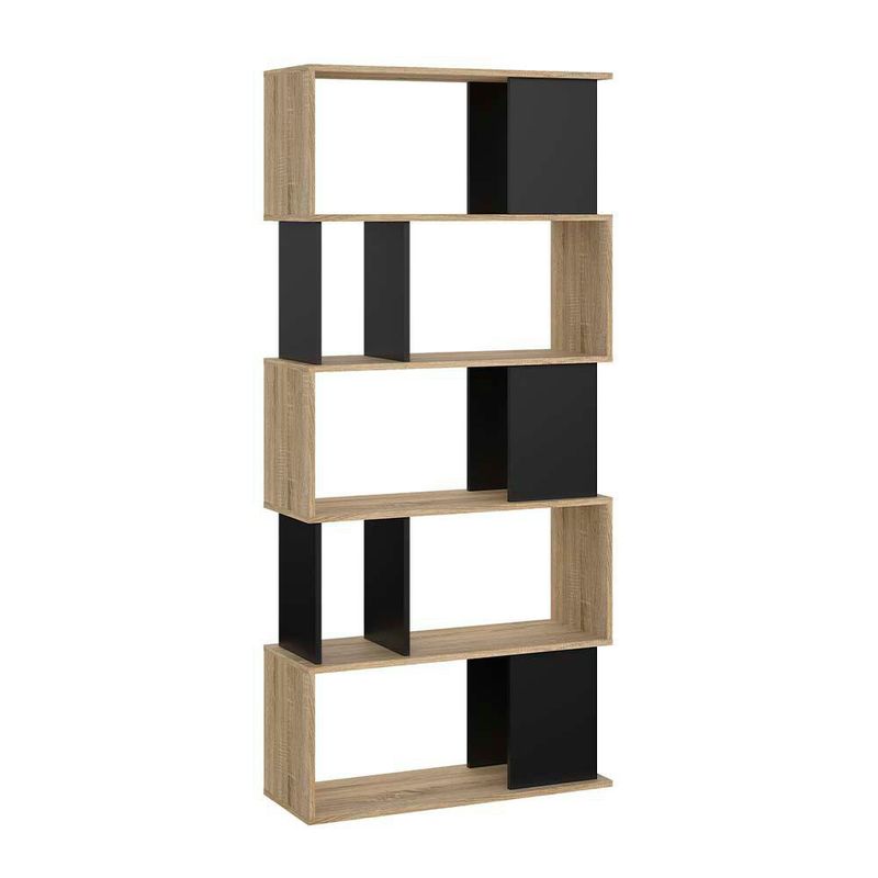 Librera Cubos Negro y Café Claro de 5 Niveles 80x30x174 Cm - Tvilum