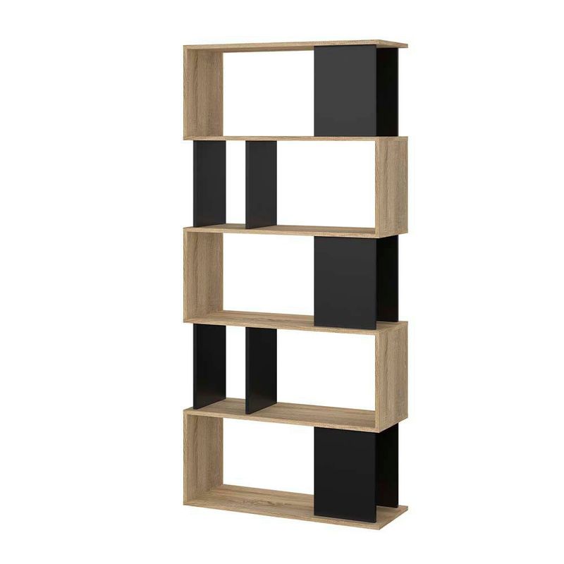 Librera Cubos Negro y Café Claro de 5 Niveles 80x30x174 Cm - Tvilum
