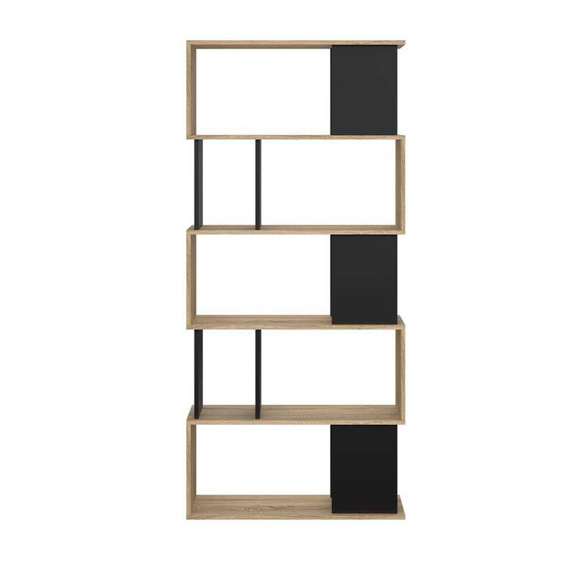 Librera Cubos Negro y Café Claro de 5 Niveles 80x30x174 Cm - Tvilum