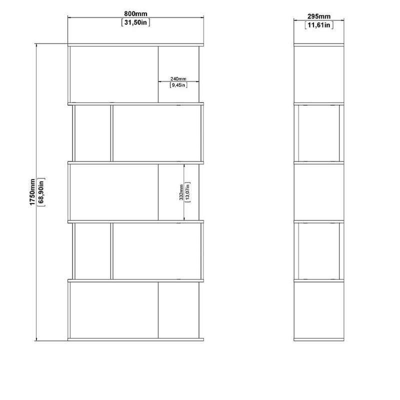 Librera Cubos Negro y Café Claro de 5 Niveles 80x30x174 Cm - Tvilum