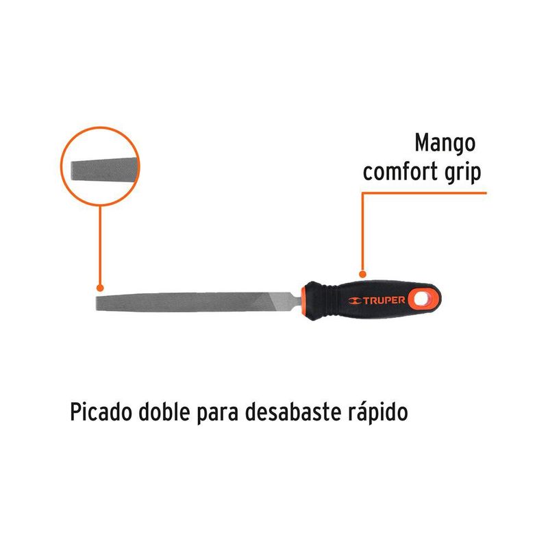 Lima Plana Bastarda 6 plg con Mango Doble Inyección