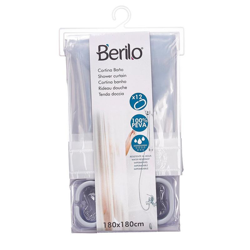 Cortina para Ducha Peva Transparente con Gris