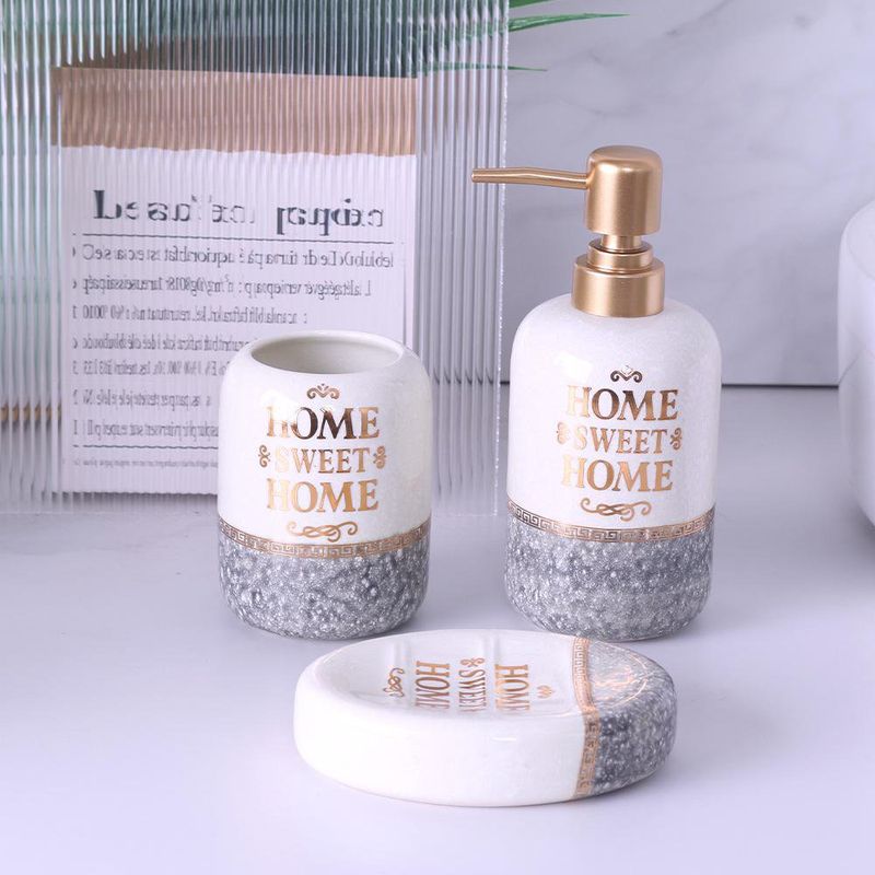Set de 3 Piezas para Baño Blanco con Gris
