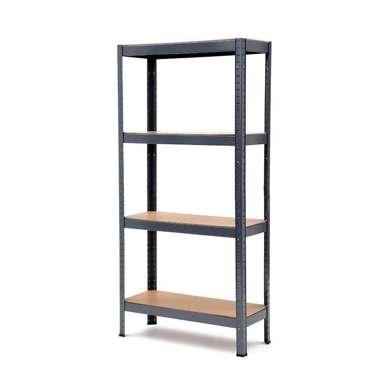 Estante Metálico con Madera 4 Niveles Gris