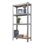 Estante Metálico con Madera 4 Niveles Gris