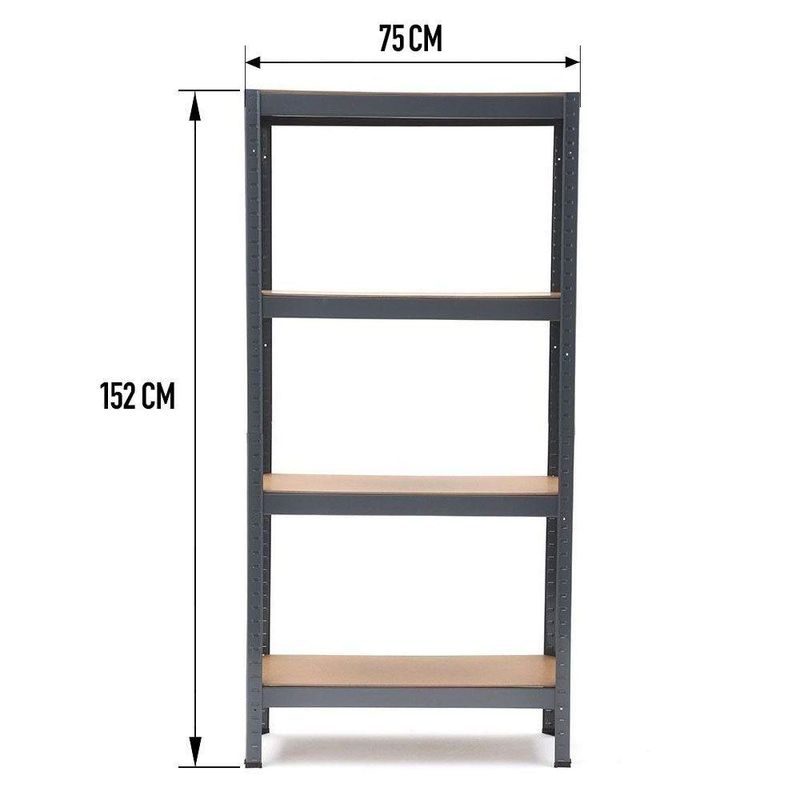 Estante Metálico con Madera 4 Niveles Gris