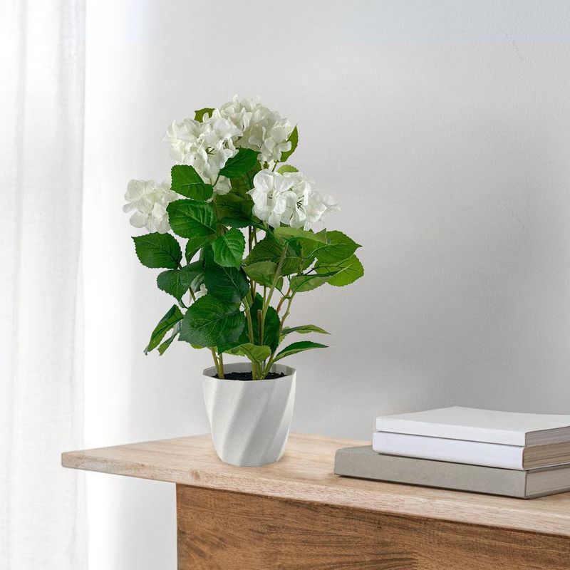 Hortensia Artificial Blanca con Pote 65 Cm - Concepts