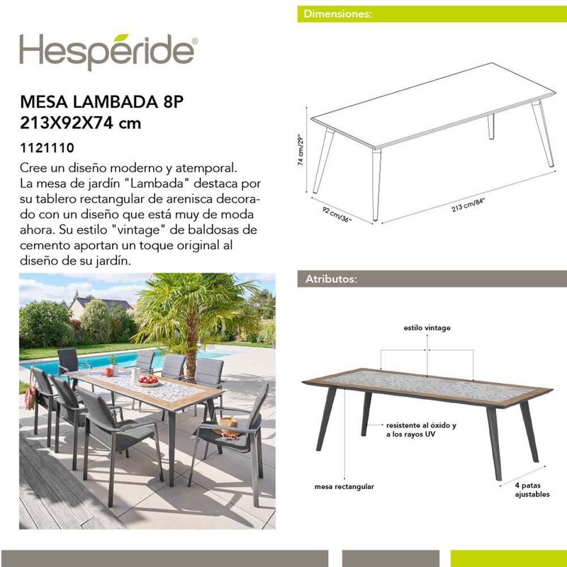 Mesa de Comedor Rectangular Lambada