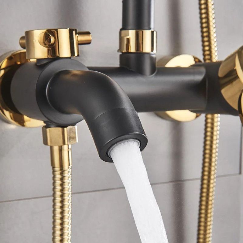 Set de Ducha Negro y Dorado 4 Pzas - Prymium