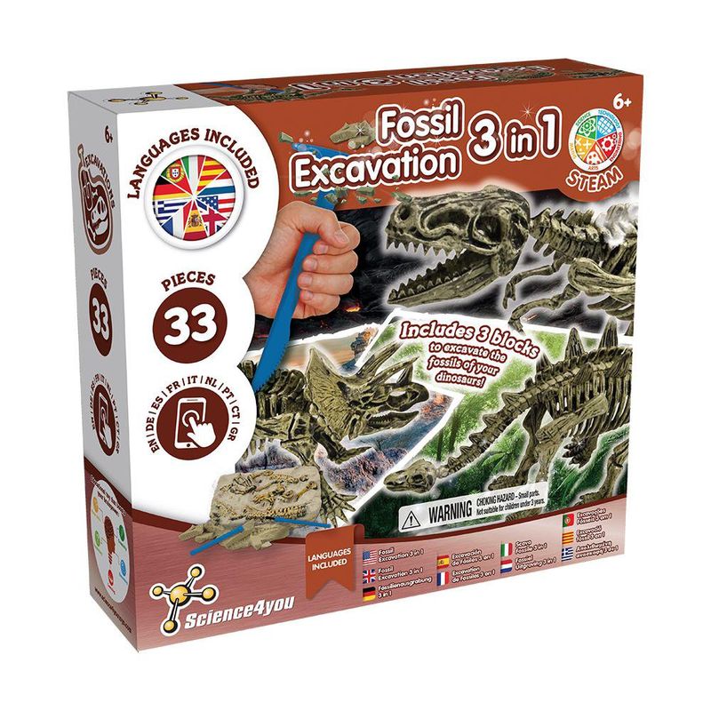 Kit de Excavación de Fósiles 3 en 1 de Science4Yo