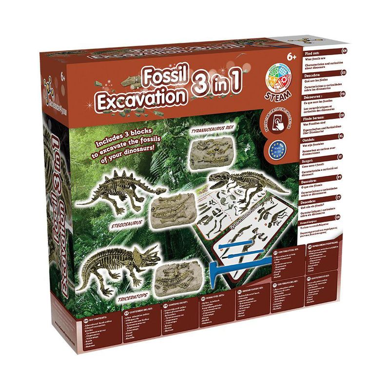 Kit de Excavación de Fósiles 3 en 1 de Science4Yo