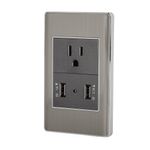 Tomacorriente + 2 Puertos USB Lisboa Acero - Volteck