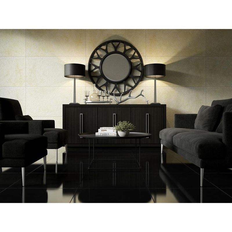 Caja de Piso Porcelanato Absolute Pulido Negro 60X60 Cm - Interceramic