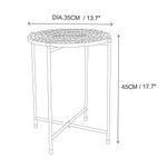 Mesa Auxiliar Redonda de Mimbre con Base de Metal Negra