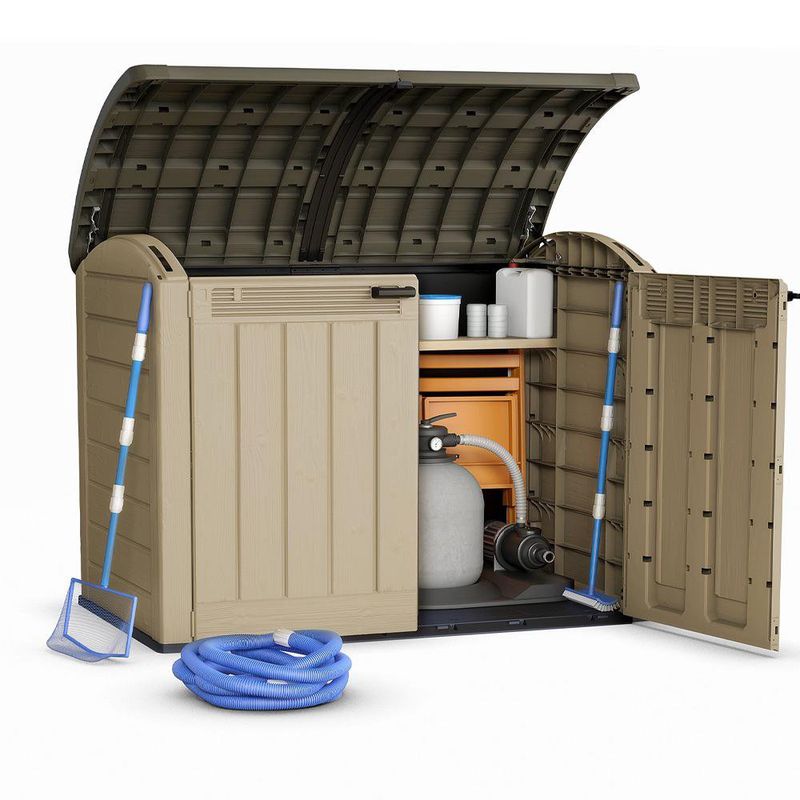 Bodega de Resina Exterior Ultra Beige con Tapa Marrón