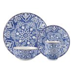 Vajilla Cerámica Diseño Celeste Floral 16 Pzas