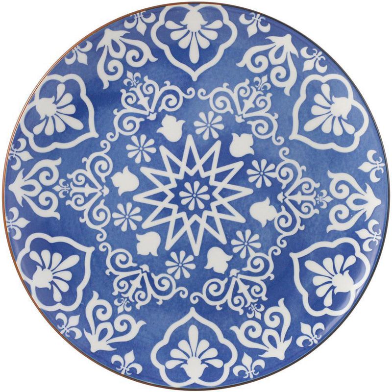Vajilla Cerámica Diseño Celeste Floral 16 Pzas